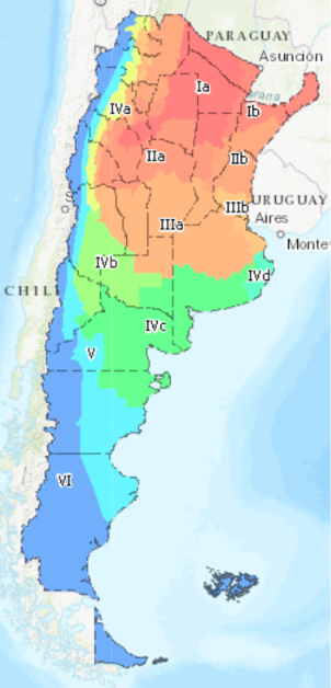 Mapa de subzonas alcanzadas por Ley 27.637